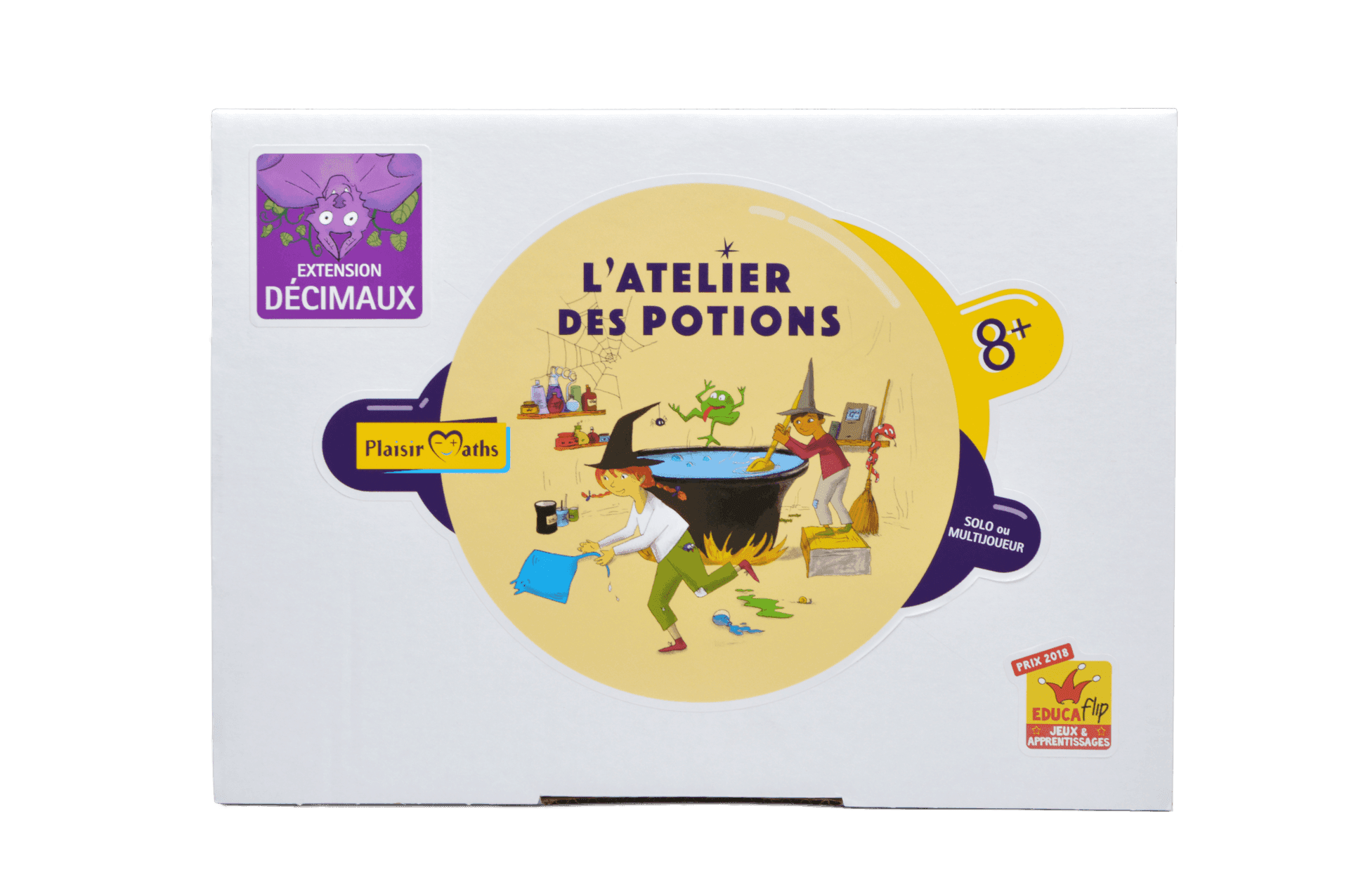 Boîte de L'Atelier des Potions portant le macaron « Prix 2018 EducaFLIP — Jeux & Apprentissages »