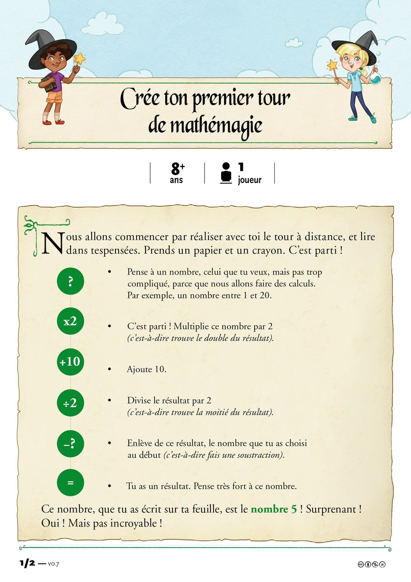 Fiche « Crée ton premier tour de mathémagie »