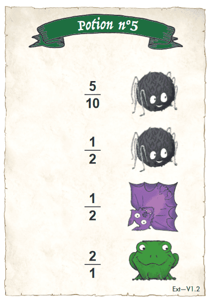 Carte Potion n°5 — travailler les fractions équivalentes